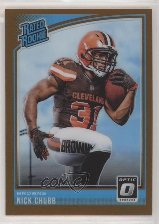 2018 Donruss Optic Rated Rookie Bronze Prizm Nick Chubb #158 7zf
