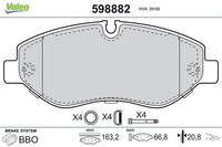 Valeo Bremsbelagsatz, Scheibenbremse 598882 FüR MERCEDES-BENZ Vw