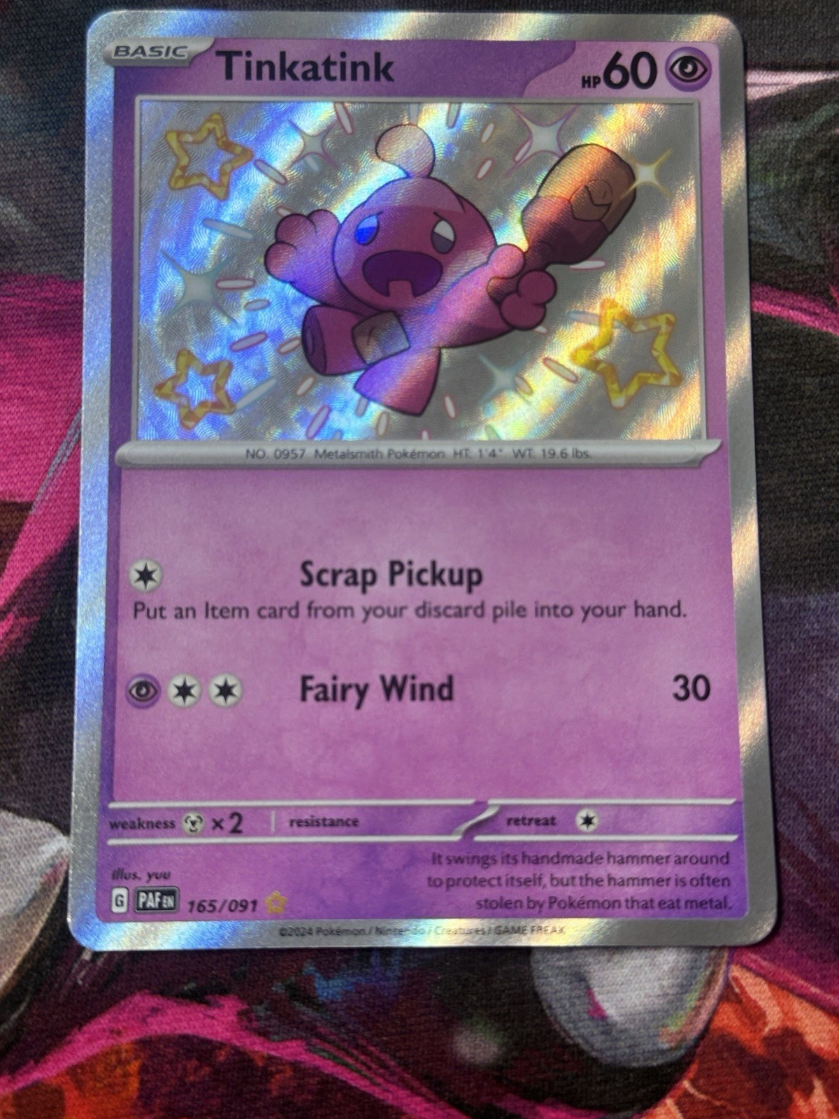 Tinkatink - 165/091 - Baby Shiny - Paldean Fates - Pokemon Card - NM/M