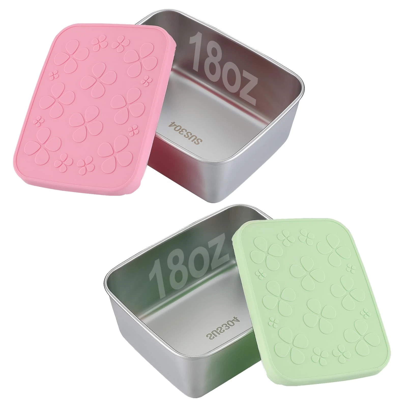 2pcs 18oz Stainless Steel Snack Containers - Leakproof Reusable Lunch Box wit...