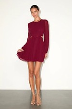 Lulus Women Garden Bliss Long Sleeve Cutout Mini Dress Red Basic Sleeved M