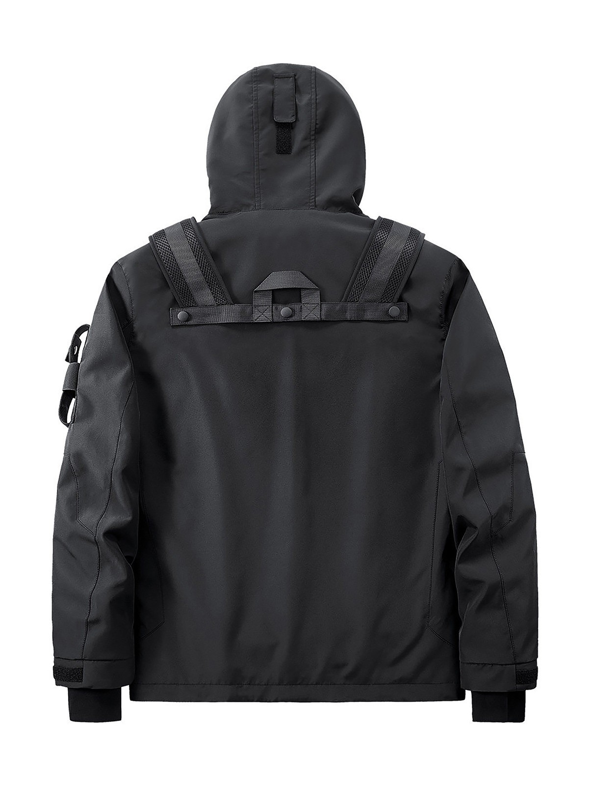 Niepce Men's Techwear Hood Windbreaker Jacket Tactical Buckle Strap Zip Up Coat - second product detail image