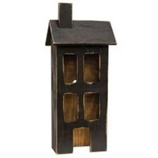 Distressed Wooden Large Black Light Up House 6 Ft Cord 21.25x9x6.5 Primitive CWI