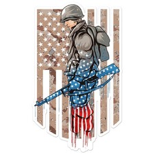 US Flag Army Soldier - Vinyl Decal Sticker - Car Window Laptop - ebn7948