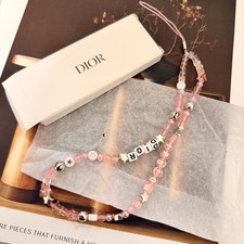NEW Limited DIOR Lip Glow Pink Beaded Key Ring Phone Charm Phone Strap Bag Charm