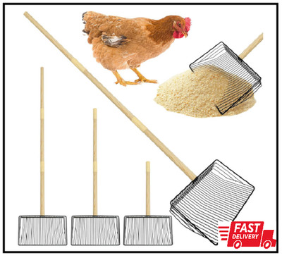 Stainless Steel Chicken Poop Scooper 3 in 1 Adjustable Wooden Handle Poop Scoope