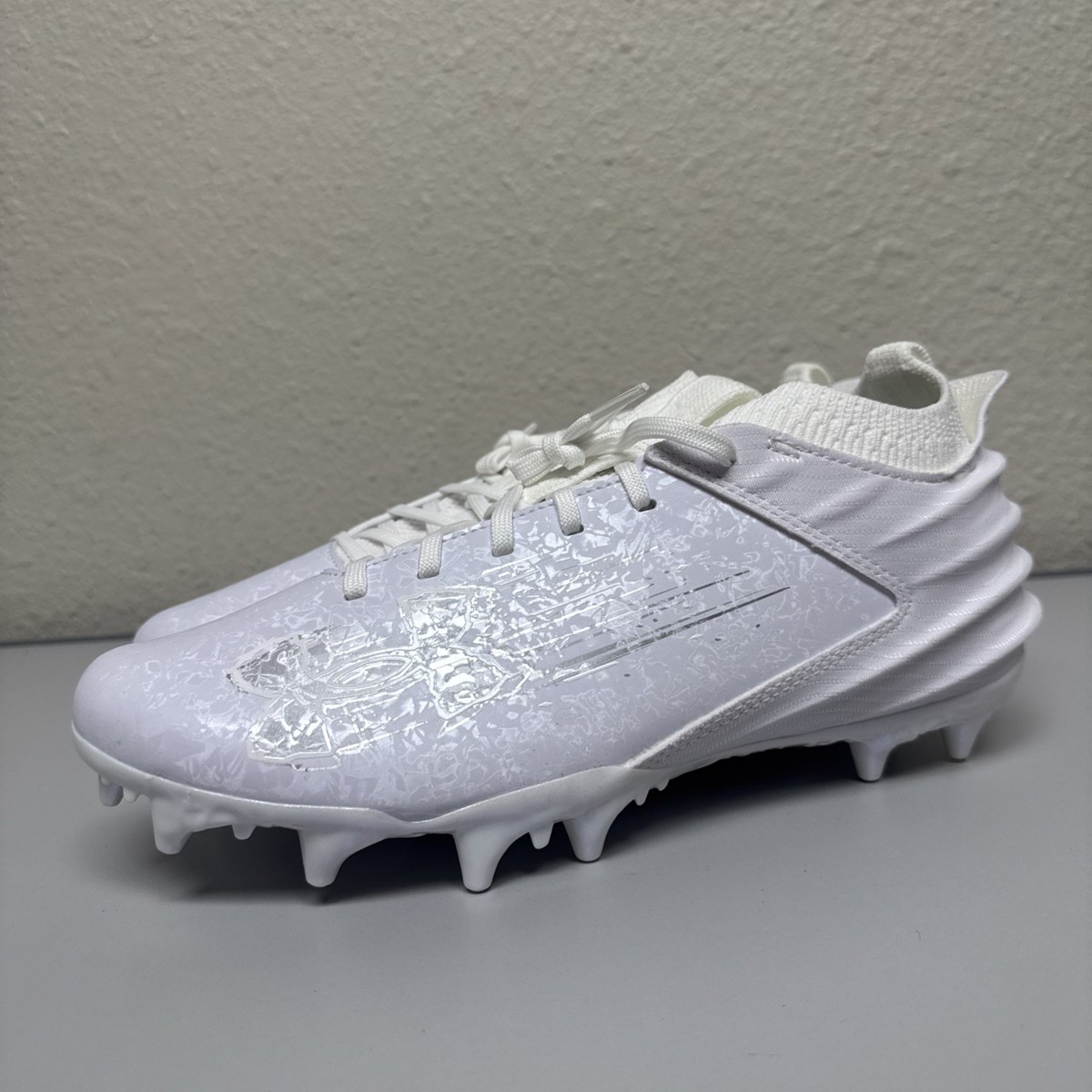 Under Armour Blur Smoke 2.0 MC Football White Silver 3027978-101 Mens Sz 15 New Under Armour Blur Smoke 2.0 MC Football Cleats White Silver  main image 3
