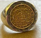 New ListingVintage Mexican Mayan Calendar Ring, Sterling and 10K Gold