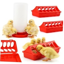 Chick Feeder and Waterer Kit,3 12-Hole Trough Feeders and 1 Low-Spill Chicks
