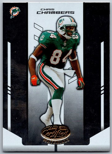 Tarjeta de fútbol de los Miami Dolphins de Chris Chambers de 2004 Leaf Certified Materials 60 - Imagen 1 de 2