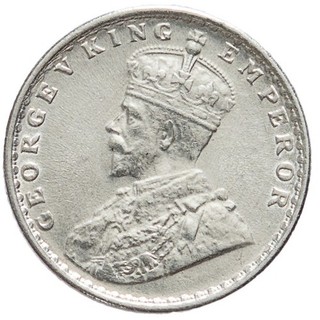 British Indien George V. 2 Anna 1916 Silber stgl. [w_5735]