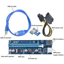 PCI-E 1x to 16x Powered USB 3.0 GPU Riser Extender Adapter Card