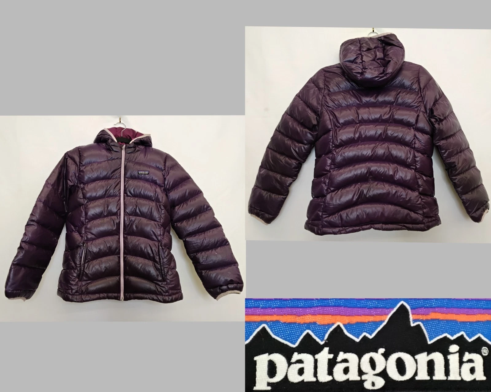 Patagonia Goose Down Puffer Jacket Kids XXL (16-18) Purple Hooded #Z5155