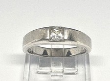R57 VINTAGE Solitaire 4.5 mm Zirconia 1/2 Ct 925 Silver Ring size 6.25