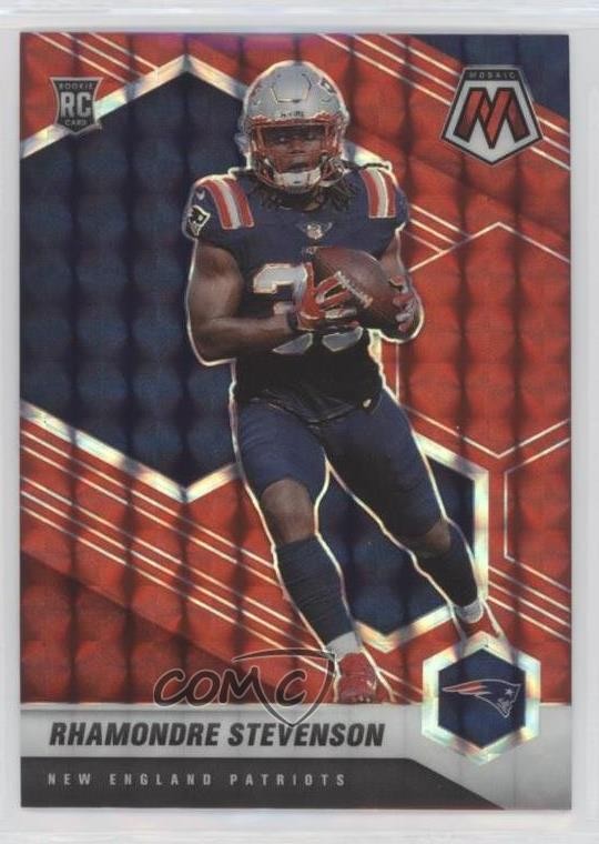 2021 Panini Mosaic Rookies Red Prizm Rhamondre Stevenson #337 Rookie RC 5ov