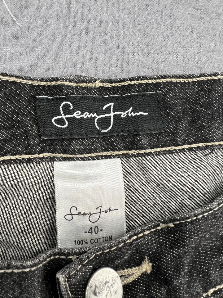 Jeans Sean John Para Hombres 40 Negro Carbón Calce Relajado Pierna Recta Sueltos Denim Foto 4 de 4