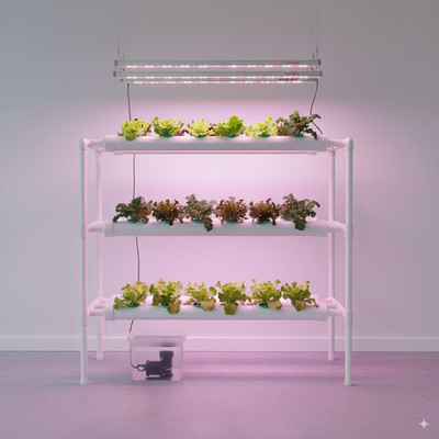 Hydroponic Site Grow Kit System 36/54/90/108 Planting Sites w/ Water Pump&Timer