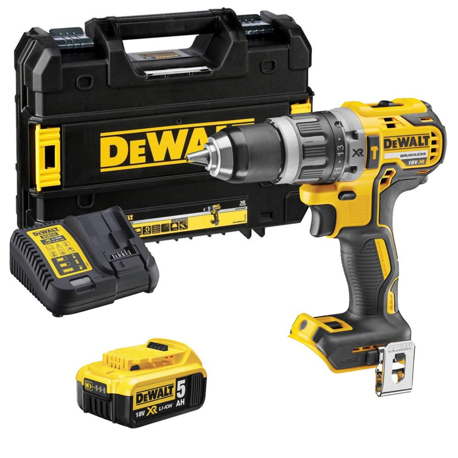 DeWalt  DCD796P1 18V XR Brushless Combi Drill with 1x 5.0Ah Battery