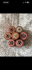 Set Of 7, Range Of Colours, Antique Wooden Cotton Reels