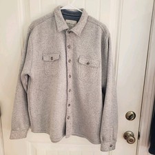 WEATHERPROOF Vintage Men's Button-up Up Fleece Shirt Heather Gray Size Large