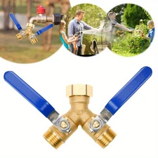 Brass Hose Splitter 2 way Heavy Duty Y Adapter Connector Garden Faucet Double US