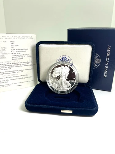 2007 American Eagle One Ounce Silver Proof Coin West Point Mint OGP & COA