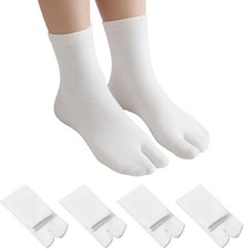 4 Pairs Japan Tabi Socks for Flip Flop, Japanese Elastic Cotton Split Toe Socks
