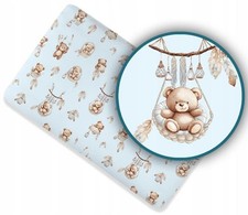 Lenzuolo con angoli 100% cotone 120x60 cm - fantasia "orsi in cestini" blu