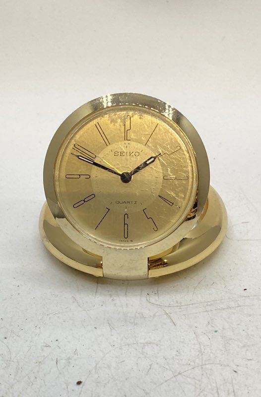 Vintage Seiko QQQ155G Gold Tone Quartz Travel Alarm Clock Seikosha Japan