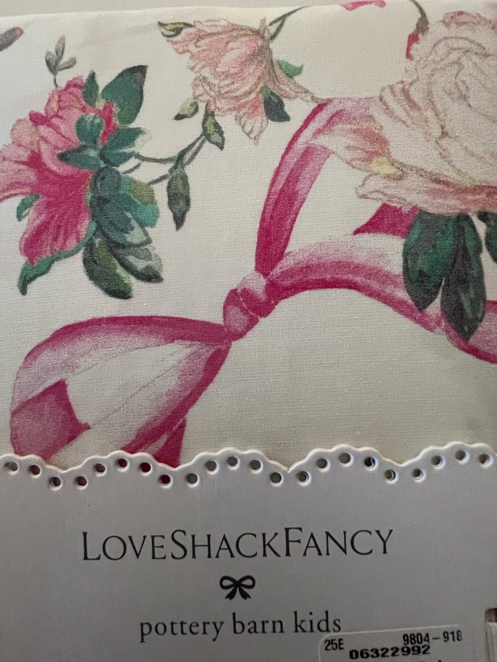 Pottery Barn Kids Love Shack Fancy Cabbage Rose Bow Crib Fitted Sheet_New_T#E - Image 2 of 4