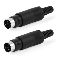 Computer DIN 6 Pins Male S-video Adapter Sockets Connnector 2 Pcs