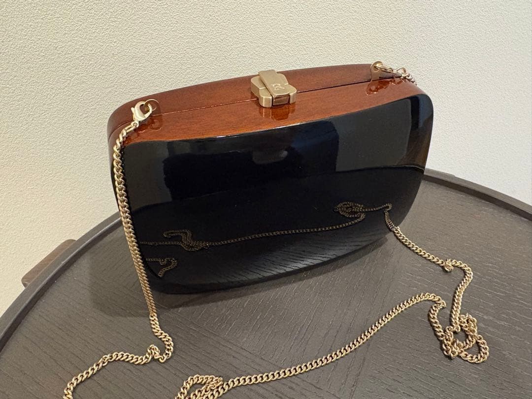 ROCIO Rio Clutch Chain Shoulder Bag Purse in Midnight Black