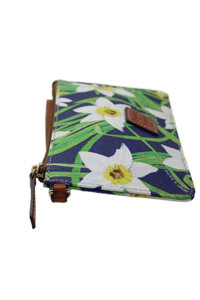 Dooney & Bourke Womens Leather Floral Print Zip Up Wristlet Wallet Navy - Image 3 of 4