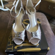fioni night heels Size 9 Color, Champagne With Faux Diamond Studs, 4 Inch Heel