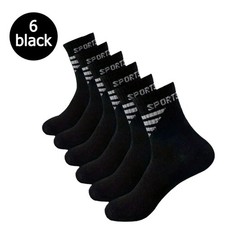 6 pairs of men's sports socks breathable letter fashion high elasticity mid t