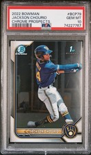 2022 Bowman Chrome Jackson Chourio 1st Bowman #BCP79 Brewers (RC) Gem PSA 10
