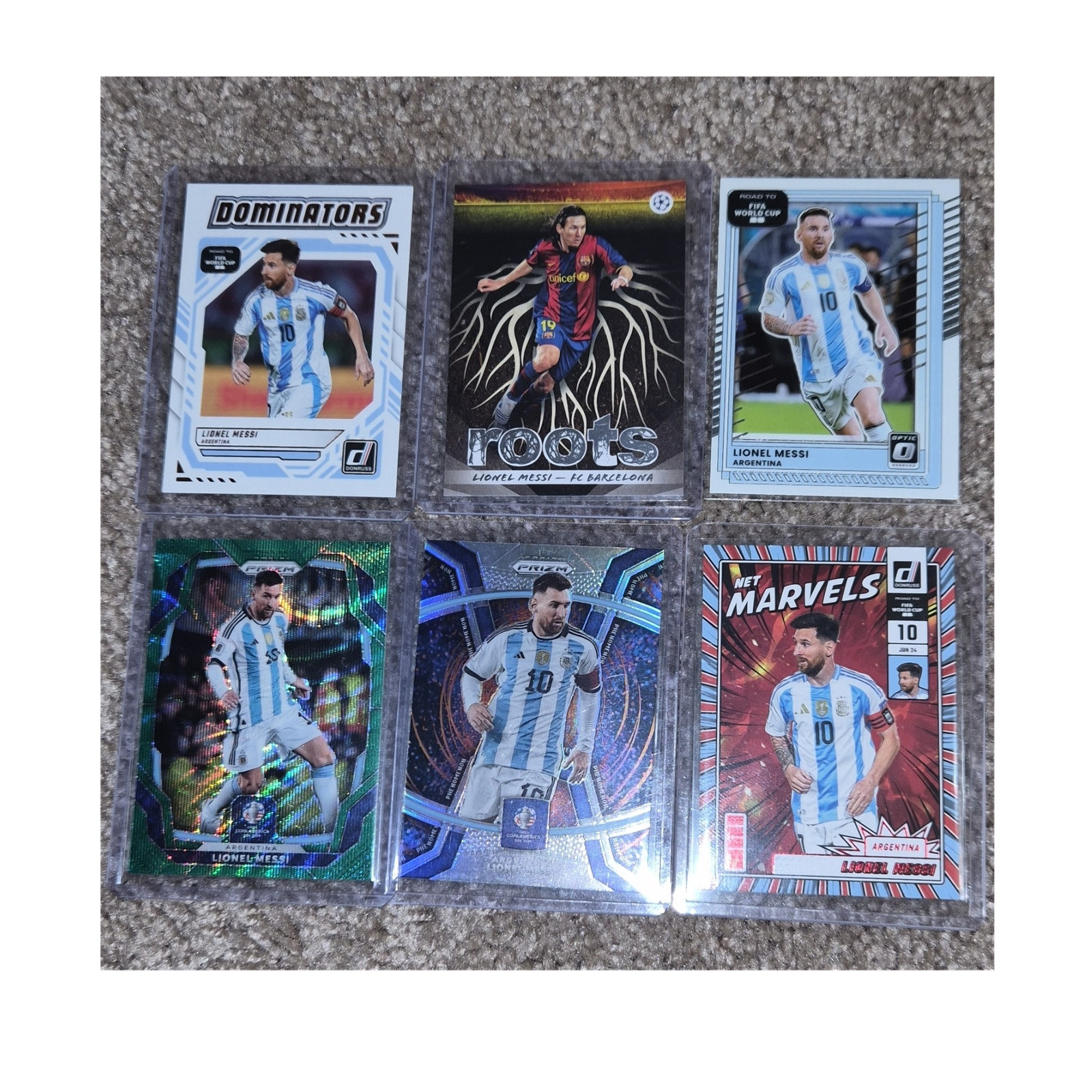 Panini Lionel Messi Soccer Card Lot 6 Prizm Optic Donruss Inserts FIFA WC