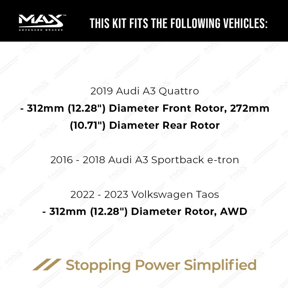 Front & Rear Brake Rotors + Ceramic Pads for 2015-2019 2020 Audi A3 A3 Quattro Foto 3 de 4