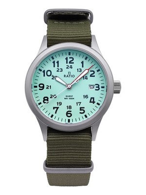 Ratio Quest Series Green Dial Nylon Strap Quartz Casual RTQ015 100M Men's Watch