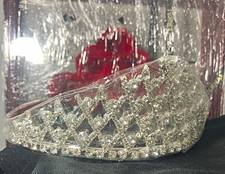 Silver Clear Rhinestone Tiara Crown Metal Headpiece with Combs