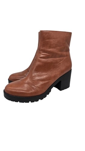 Matt & Nat Chunk Heeled Cognac Ankle Boots - Vegan LeatherEU 40/ US 9.5-10 - Picture 2 of 16