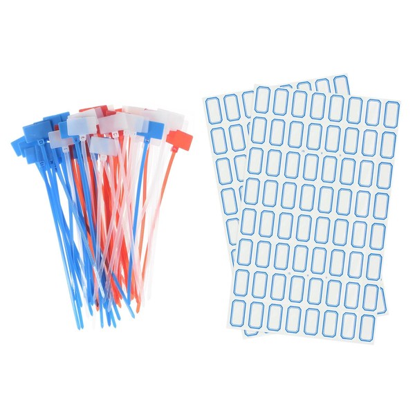60Stk Nylon Kabelbinder Tags Etiketten Marker Selbstsichernd 3 Farben-image