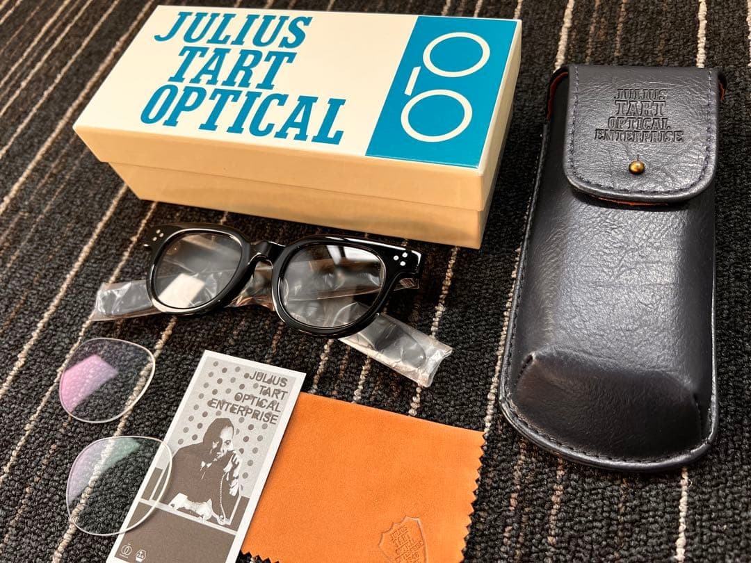 JULIUS TART OPTICAL FDR Black Glasses 46-22 Clear/Gray Lenses Used