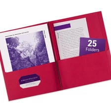 Avery Two Pocket Folders with 3 Prong Fasteners, Holds 70 Sheets, 25 Red Folders