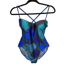 VTG Gottex Swimsuit Chain And Snakeskin Print One Piece 90 s Y2K Sz 12