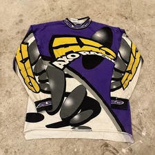 Vintage AXO Sport Shirt Mens L Motocross Racing Jersey 90s AOP Purple Gray