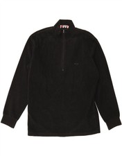 FILA Mens Zip Neck Fleece Jumper IT 48 Medium Black CA04