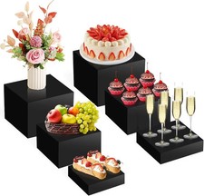 Acrylic Display Boxes Set of 6 Food Buffet Risers Stands for Cake, Dessert and E