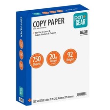 Pen Gear Copy Paper, White, 8.5" x 11", 20 lb., 92 Bright, 1 Ream ,750 Sheets.