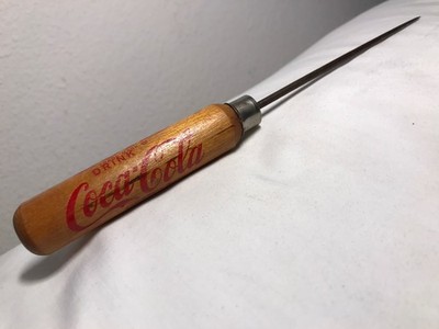 Vintage Coca-Cola Coke Soda Ice Pick ~ Wooden Handle ~ 9 